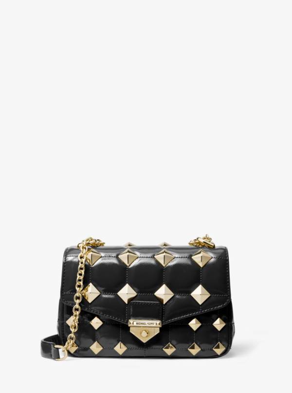 Damske Taška Cez Rameno Michael Kors SoHo Small Studded Quilted Patent Leather Čierne - Kabelky Michael Kors Nejlevnejsi | WTJMF-4819